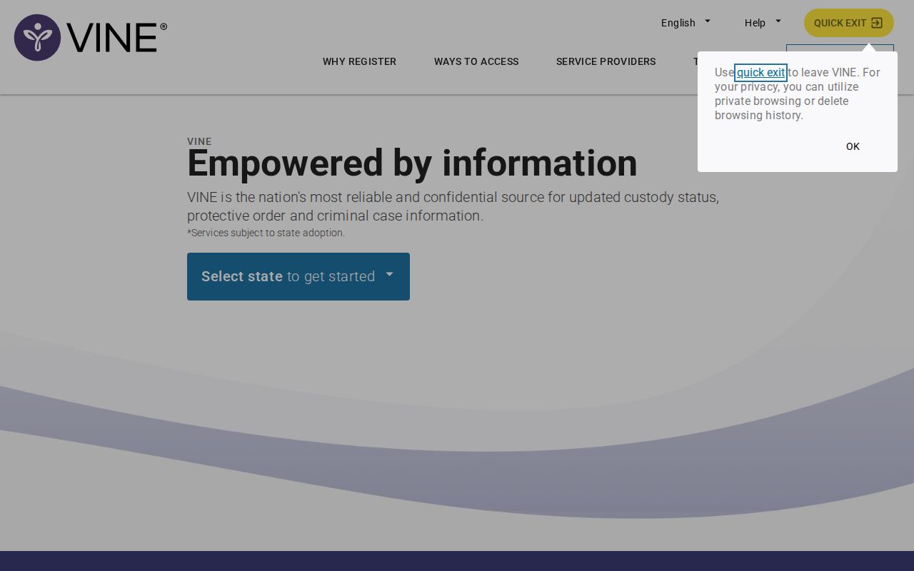 VINELink Minnesota inmate search and notification interface for a Dodge County release check