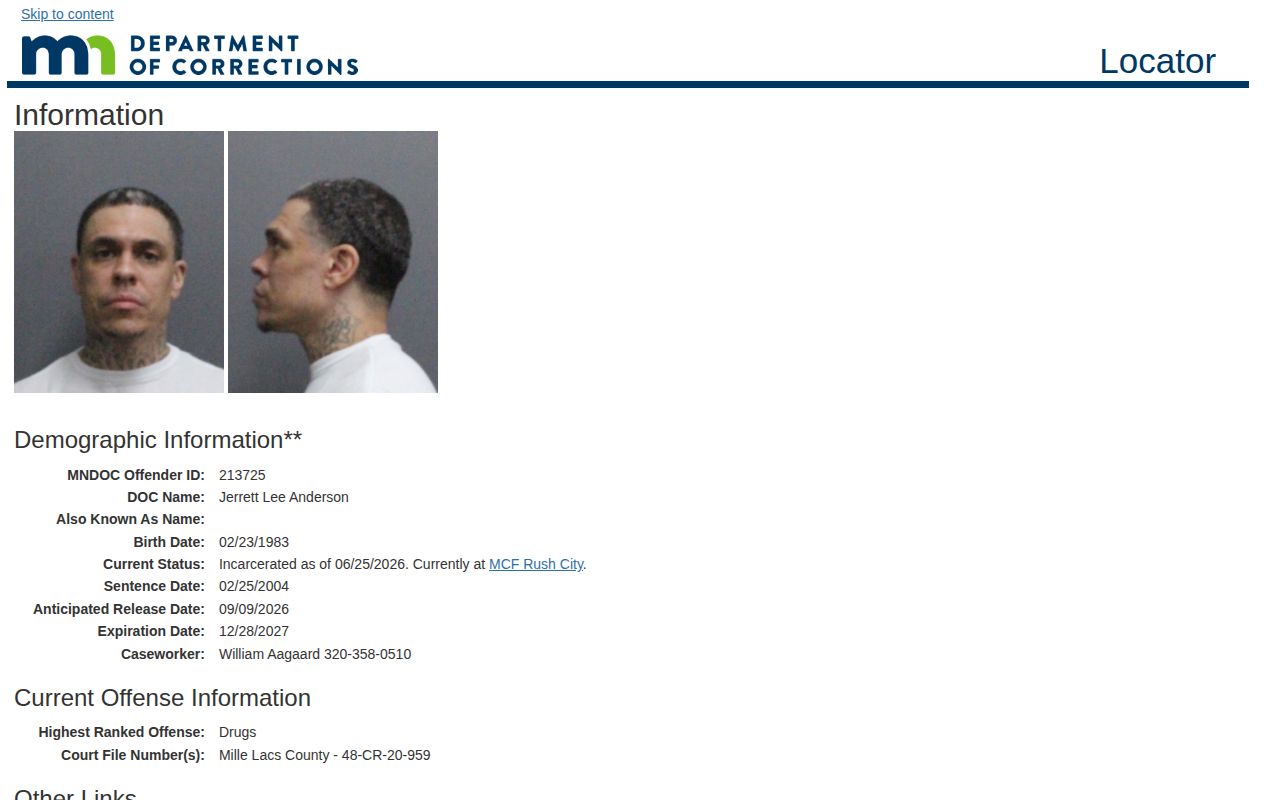 Minnesota DOC record showing the Anticipated Release Date field