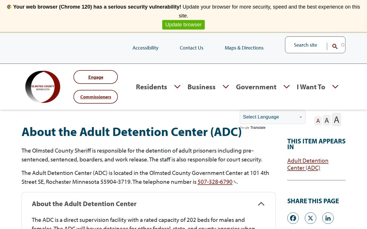 Olmsted County Adult Detention Center release facility overview